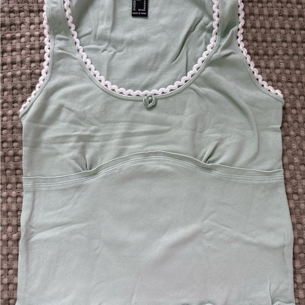 Forever 21 Mint Ribbed Fitted Tank Top